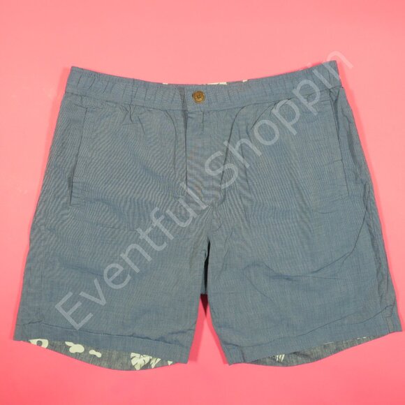 Reyn Spooner Shorts Mens M Blue Reversible Hawaiian Stretch Drawstring - Picture 5 of 8